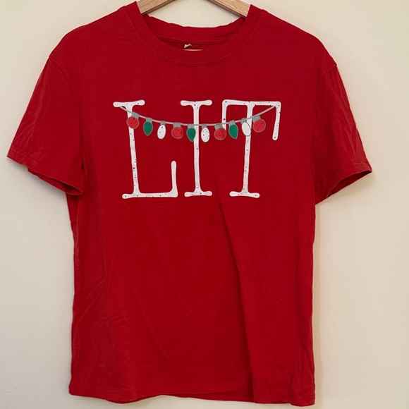 Tops - Festive Holiday Women’s LIT Red Tee - Size Medium